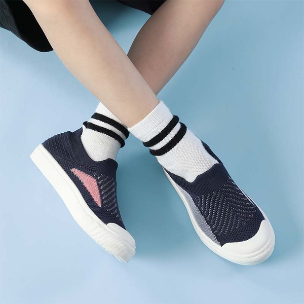 Kids Slip On Machine Washable Sneakers - NAVY - 1